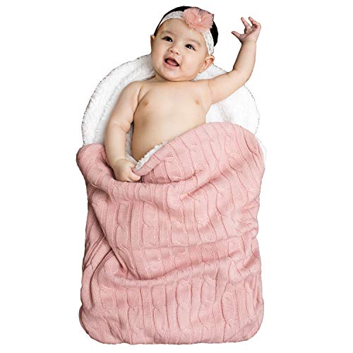 XMWEALTHY Baby Girls Boys Wrap Swaddle Blankets Newborn Infant Knit Plush Receiving Blankets Sleeping Sack Color Pink