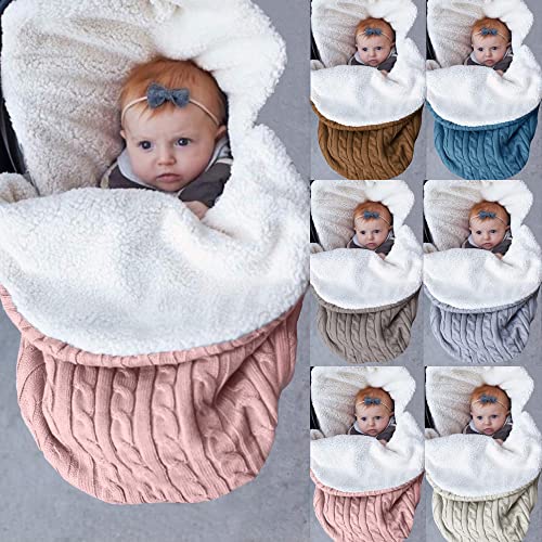 XMWEALTHY Baby Girls Boys Wrap Swaddle Blankets Newborn Infant Knit Plush Receiving Blankets Sleeping Sack Color Pink