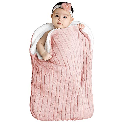 XMWEALTHY Baby Girls Boys Wrap Swaddle Blankets Newborn Infant Knit Plush Receiving Blankets Sleeping Sack Color Pink