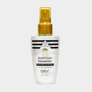 ebin new york egyptian diamond hair & body glitter mist - platinum 2.37oz | glitter spray for hair and body, glitter spray for clothes, quick-drying and long-lasting body shiny spray for stage makeup
