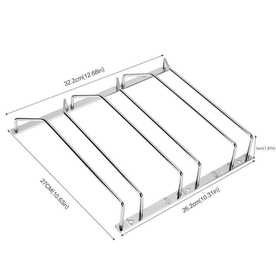 Dianoo Wine Glass Rack Under Cabinet Hanging Wire Stemware Rack Holder With Screws Chrome Finish 27cm 3 Rows