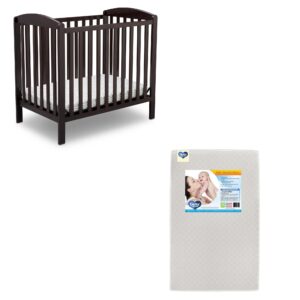 delta children emery mini convertible baby crib & twinkle stars 3-inch waterproof mini crib mattress, dark chocolate
