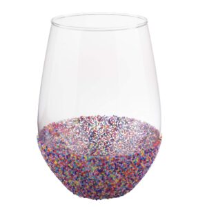 slant collections jumbo wine glass holds a whole bottle of wine extra large stemless birthday wine glasss, 30-ounces, sprinkle dip