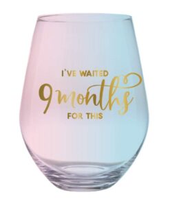 slant collections pink and blue ombre jumbo stemless wine glass holds a whole bottle of wine, 30-ouncess, i've waited 9 months for this