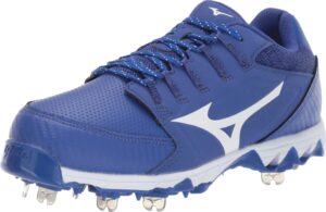 mizuno softball footwear low womens metal softball cleat, royal-white, 10