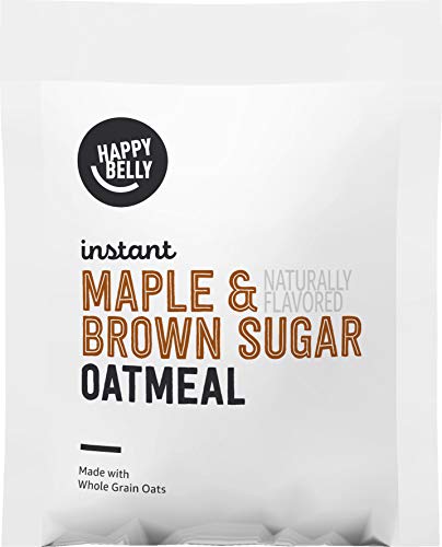 Amazon Brand - Happy Belly Instant Oatmeal, Apple & Cinnamon, Maple & Brown Sugar, 30.33 oz, 1.51 ounce (Pack of 20)