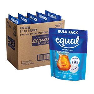 equal 0 calorie sweetener, granulated sweetener, sugar substitute, zero calorie sugar alternative, sugar alternative, 1 pound bulk bag (pack of 6)