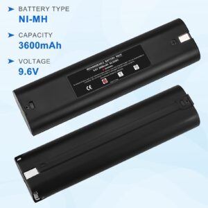 Upgraded to 3600mAh 9.6V Replacement Battery Compatible with Makita 9.6V Battery Ni-Mh 9000 Battery 9001 9002 9033 9600 96003 191681-2 632007-4 6096D 6093D DA391D 6095D Cordless Power Tools - 2 Pack