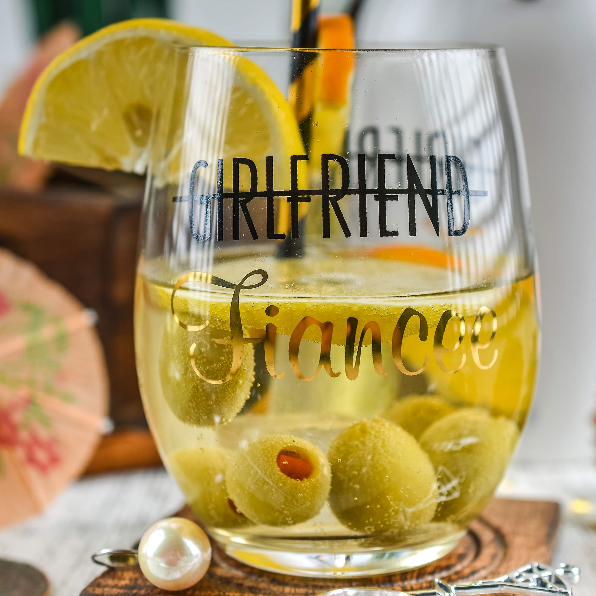 Greenline Goods – Toasting Glasses for Bride and Groom (Set of Two)| Stemless Wine Glasses | Engagement Bachlorette Gifts for Bride