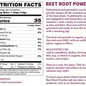 Organic Beet Root Powder (1 LB) by Chérie Sweet Heart, Raw & Non-GMO