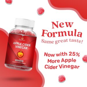 BeLive Apple Cider Vinegar Gummies - ACV Gummies Without Sugar I Detox & Cleanse Digestive Health I Alternative to Capsules, Vegan, Keto Friendly, Non-GMO, Gluten Free | 60 Ct