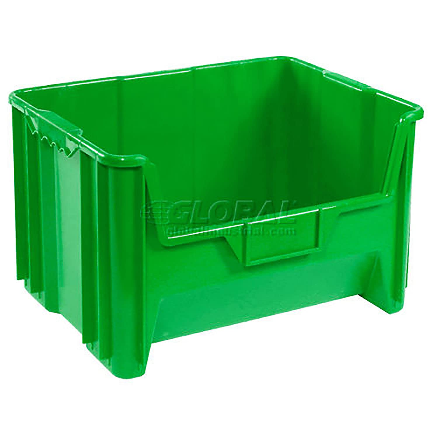 Global Industrial Plastic Hopper Bin, Green, 19-7/8x15-1/4x12-7/16, Lot of 3