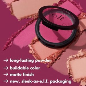 e.l.f. Primer-Infused Blush, Long-Wear, Matte, Bold, Lightweight, Blends Easily, Contours Cheeks, All-Day Wear, 0.35 Oz