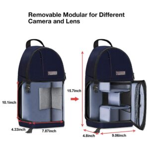 MOSISO Camera Sling Bag, DSLR/SLR/Mirrorless Camera Case Shockproof Photography Camera Backpack with Tripod Holder & Removable Modular Inserts Compatible with Canon/Nikon/Sony/Fuji, Navy Blue