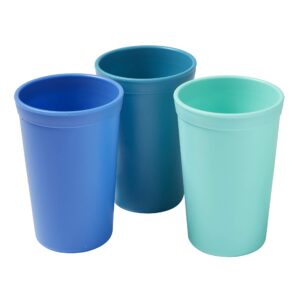 ecr4kids my first meal pal drinking cups, kids plastic tableware, stackable and dishwasher safe, stackable tumblers for baby, toddler and child feeding, 3-pack - tropical
