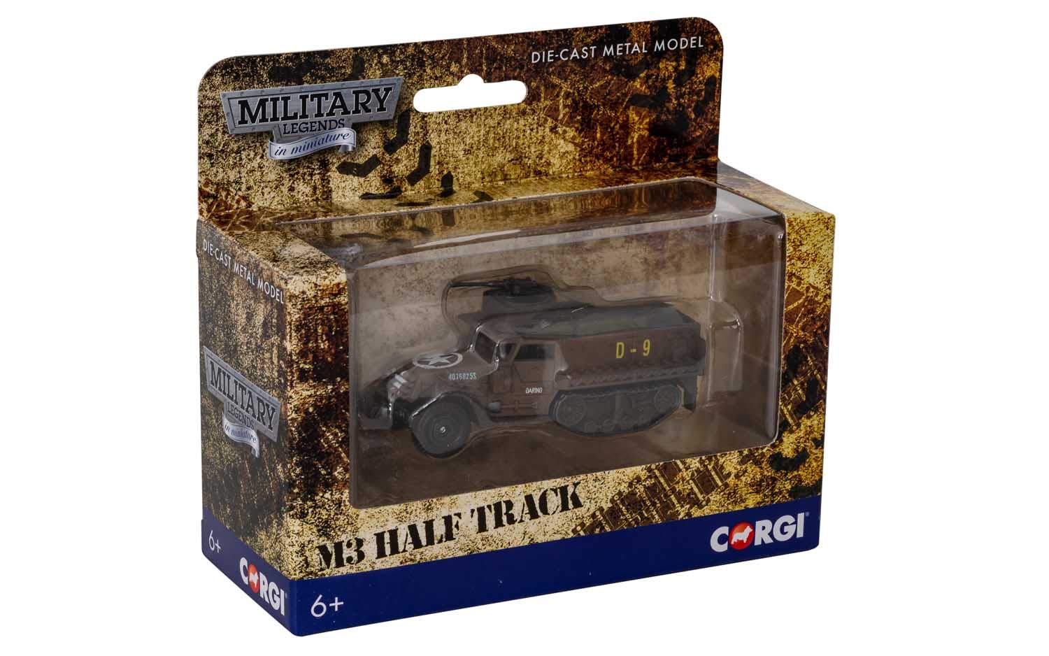 Corgi Diecast M3 Half Track Normandy D-Day WWII Military Legends in Miniature Fit The Box Scale CS90631