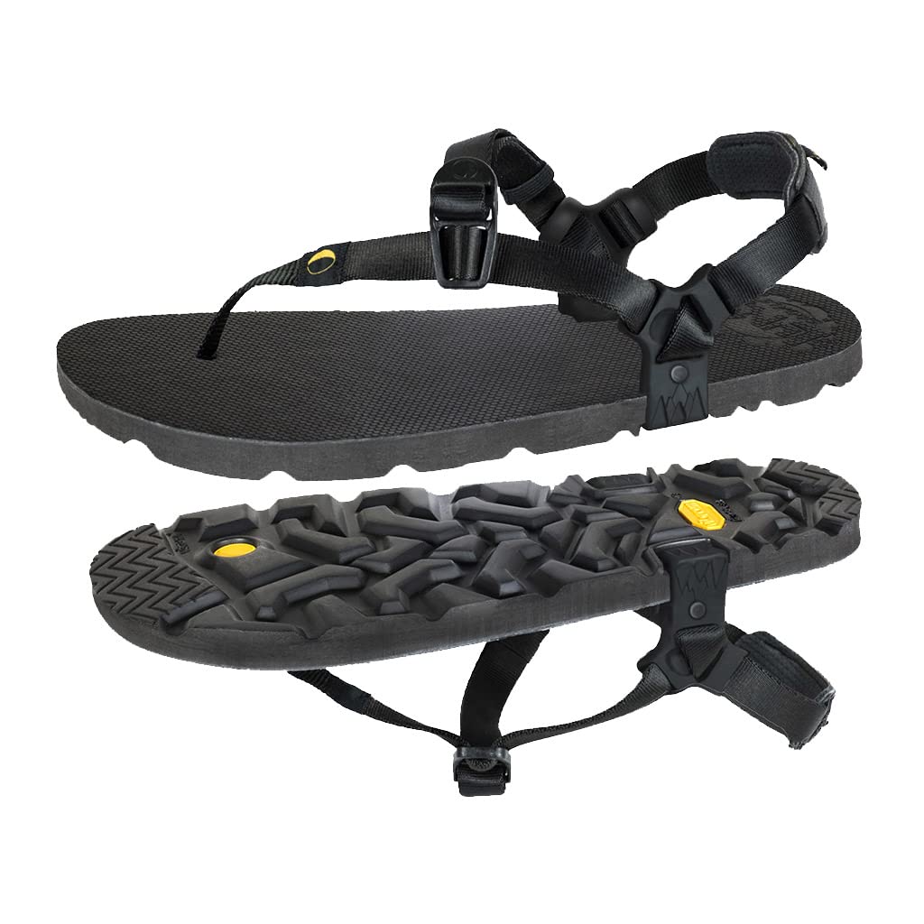 LUNA Sandals MONO Winged Edition | Minimalist Running and Hiking Sandals - Lightweight 5.9 oz Comfortable Sandals for Men and Women | Adjustable Fit (Black, numeric_10)