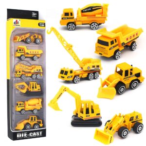 yimore alloy engineering truck mini pocket size construction models play vehicles toy for kids party favors cake decorations topper birthday gift, 6pcs set