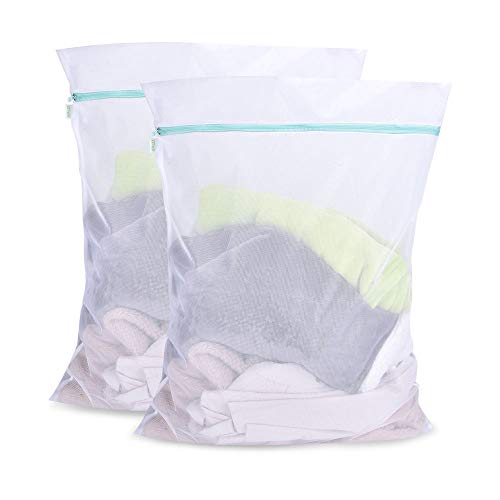 OTraki Mesh Laundry Bag for Delicates 2 Pack Garment Wash Bag 24 x 32 inch Zippered Large Washing Machine Bags for Sweater Dirty Clothes Washer Dryer Net Protector Travel College Dorm Organizer