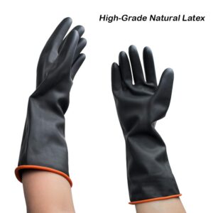 Heavy Duty PU Apron & Latex Gloves, DaKuan Waterproof Resist Strong Acid, Alkali and Oil Apron & Gloves Best for Staying Dry When Dishwashing, Lab Work, Butcher