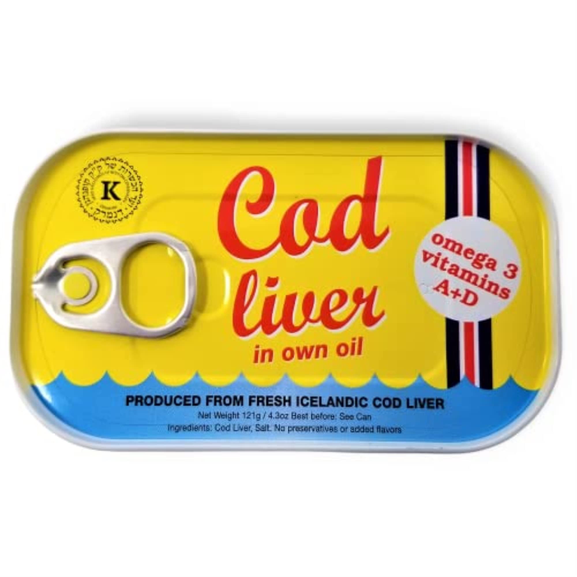 Threeline Icelandic Natural Cod Liver in Own Oil 121g / 4.3 Oz (12)