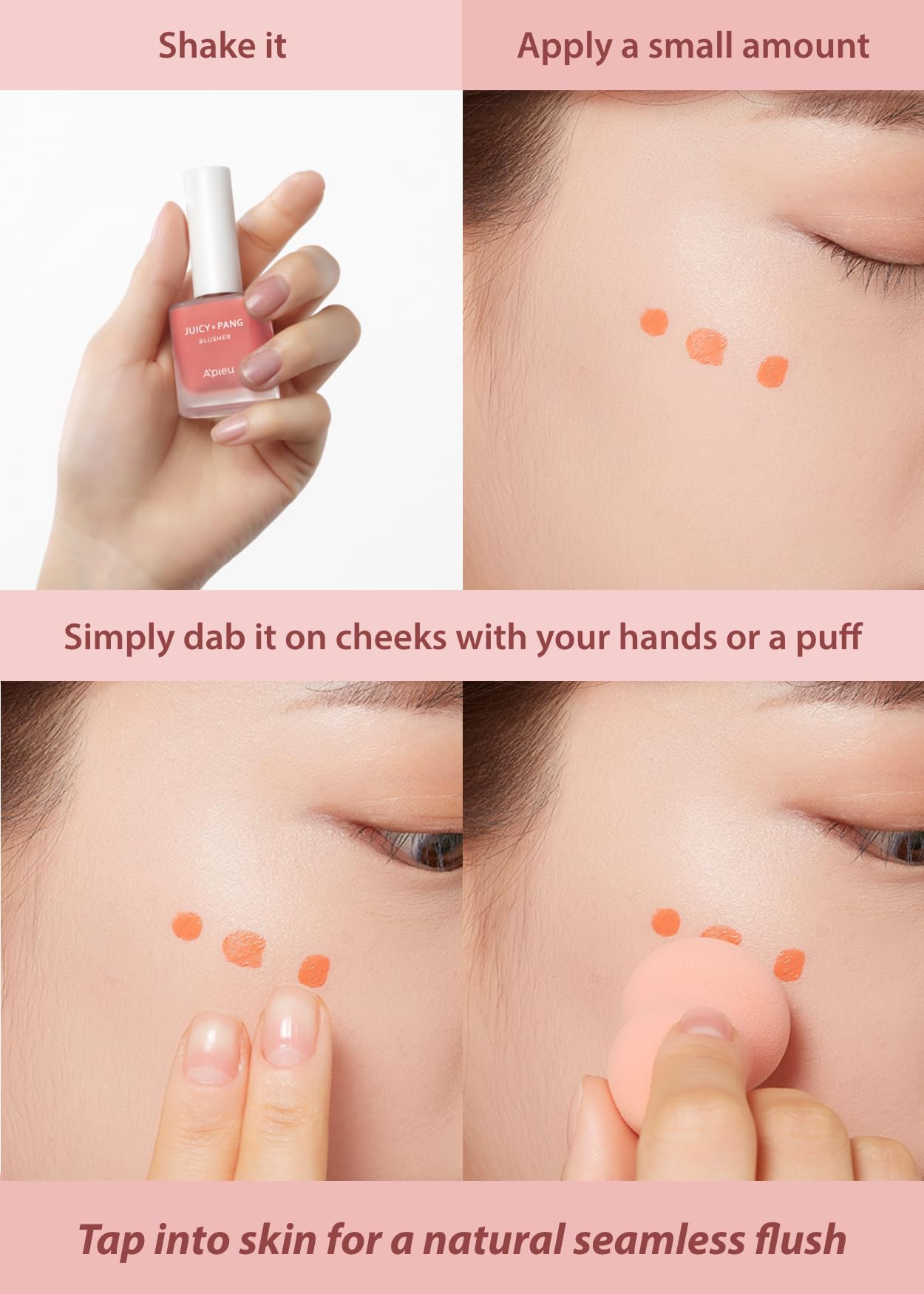 A'PIEU JUICY-PANG WATER BLUSHER (PK03 - Guava Pearl) Korean liquid blush for cheeks k beauty makeup