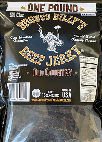 Bronco Billy's Beef Jerky Hickory Smoked Old Country One Pound Resealable Bag