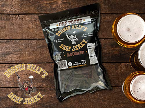 Bronco Billy's Beef Jerky Hickory Smoked Old Country One Pound Resealable Bag