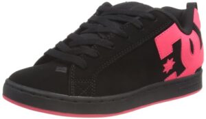 dc womens court graffik skate shoe, black/hot pink, 8 us