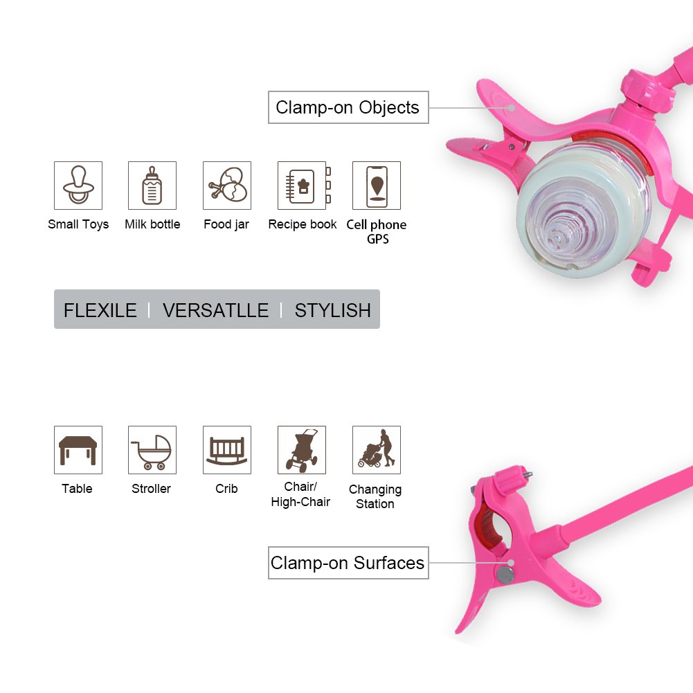 Baby Hands-Free Feeding Bottle Holder, can be rotated 360º, Used for Baby Stroller, Baby Crib, Feeding Support, can be Bent to The Desired Position