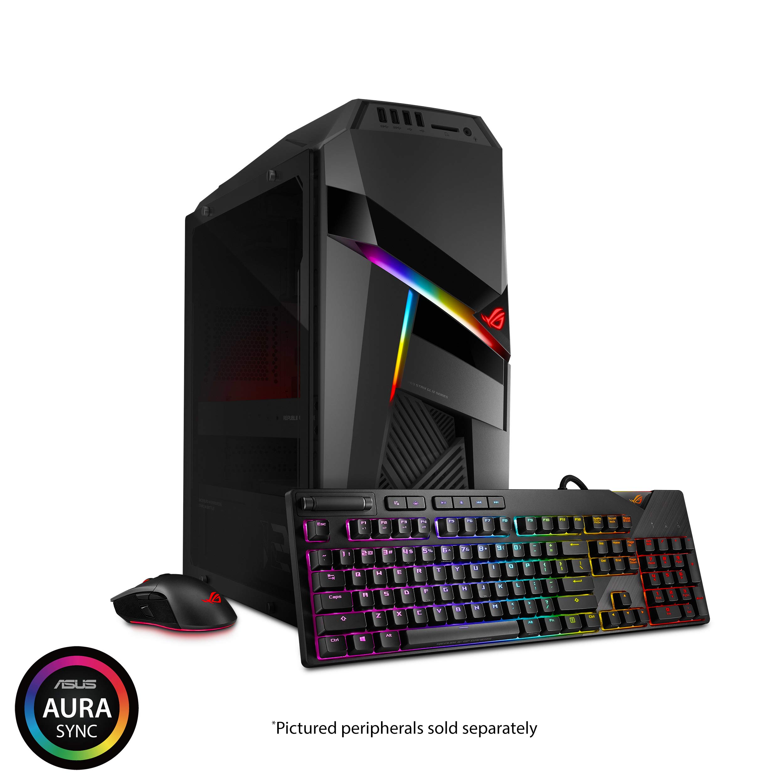 ROG Strix GL12 Gaming Desktop, Overclocked 9th Gen Intel Core i7-9700K, NVIDIA GeForce RTX 2070 8GB, 16GB DDR4 RAM, 512GB SSD + 1TB HDD, Windows 10, Black/Grey - GL12CX-DS771