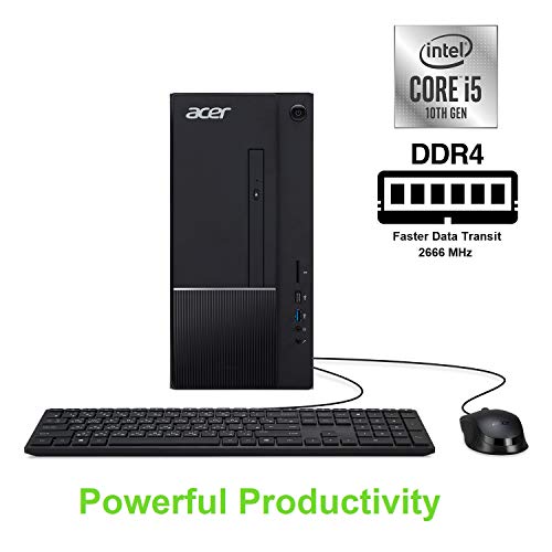 Acer Aspire TC-875-UR13 Desktop, 10th Gen Intel Core i5-10400 6-Core Processor, 8GB 2666MHz DDR4, 512GB NVMe M.2 SSD, 8X DVD, 802.11ax WiFi 6, USB 3.2 Type C, Windows 10 Home