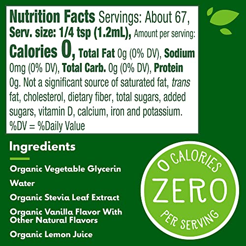 Truvia Organic Zero-Calorie Liquid Stevia Sweetener, 2.7 fluid ounce bottle, Vanilla flavor