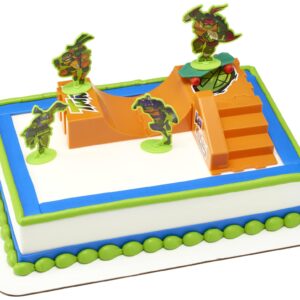 DecoSet® Teenage Mutant Ninja Turtles TMNT-RISE UP! Cake Topper, 6-Piece Birthday Decoration for Cakes and Cupcakes, Surprise Your TMNT Fan with ALL the Characters and Interactive Skateboard