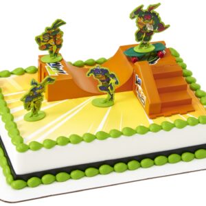 DecoSet® Teenage Mutant Ninja Turtles TMNT-RISE UP! Cake Topper, 6-Piece Birthday Decoration for Cakes and Cupcakes, Surprise Your TMNT Fan with ALL the Characters and Interactive Skateboard