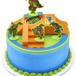 DecoSet® Teenage Mutant Ninja Turtles TMNT-RISE UP! Cake Topper, 6-Piece Birthday Decoration for Cakes and Cupcakes, Surprise Your TMNT Fan with ALL the Characters and Interactive Skateboard