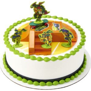 DecoSet® Teenage Mutant Ninja Turtles TMNT-RISE UP! Cake Topper, 6-Piece Birthday Decoration for Cakes and Cupcakes, Surprise Your TMNT Fan with ALL the Characters and Interactive Skateboard