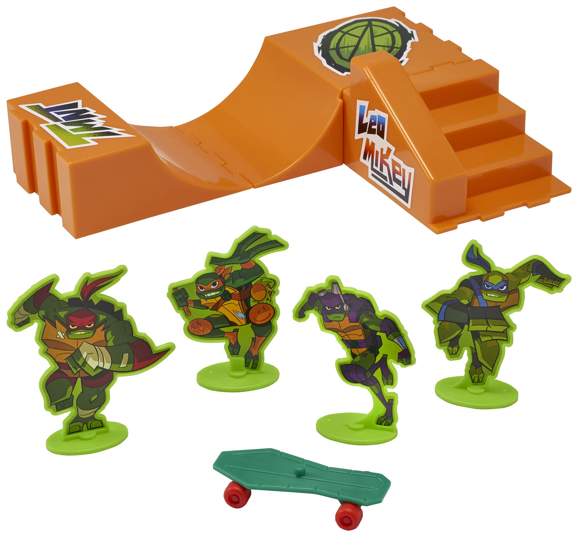 DecoSet® Teenage Mutant Ninja Turtles TMNT-RISE UP! Cake Topper, 6-Piece Birthday Decoration for Cakes and Cupcakes, Surprise Your TMNT Fan with ALL the Characters and Interactive Skateboard