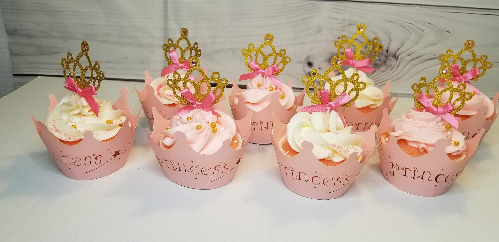 JeVenis 40 PCS Glittery Princess Cupcake Toppers Crown Cupcake Wrapper Crown Cupcake Toppers Baby Shower Cupcake Decorations for Birthday Baby Shower Party Decorations Supplies