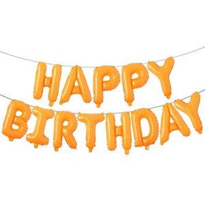 happy birthday balloons, aluminum foil banner balloons for birthday party decorations and supplies (orange)