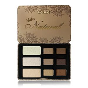 ccolor cosmetics - matte natural, 9-color eyeshadow palette matte finish, highly pigmented eye shadow makeup, long-wearing eye palette, eye makeup kit with easy-to-blend neutral shades