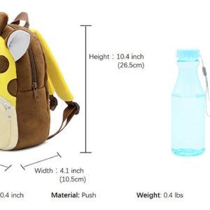 KISSOURBABY Cute Toddler Backpack,Cartoon Cute Animal Plush Backpack Toddler Mini School Bag for Kids Age 1-4Years Old(Giraffe)