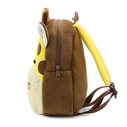 KISSOURBABY Cute Toddler Backpack,Cartoon Cute Animal Plush Backpack Toddler Mini School Bag for Kids Age 1-4Years Old(Giraffe)