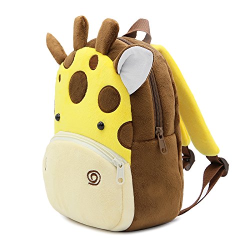 KISSOURBABY Cute Toddler Backpack,Cartoon Cute Animal Plush Backpack Toddler Mini School Bag for Kids Age 1-4Years Old(Giraffe)