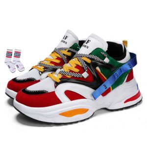 men's retro color blocked fashion sneakers sport running shoes walking casual athletic shoes(1,9.5)