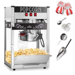 Olde Midway Commercial Popcorn Machine Maker Popper with 8-Ounce Kettle - Black