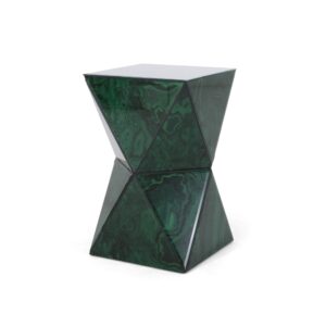 christopher knight home larry tempered glass hourglass side table, malachite finish