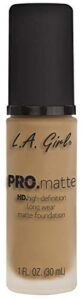 l.a. girl pro matte foundation, medium beige, 1 fluid ounce