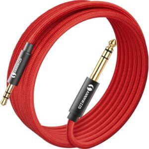 annnwzzd 1/8 to 1/4 stereo cable, 3.5mm to 1/4 cable male to male stereo jack cables for guitar, ipod, laptop, home theater devices, speaker and amplifiers 6ft/2m