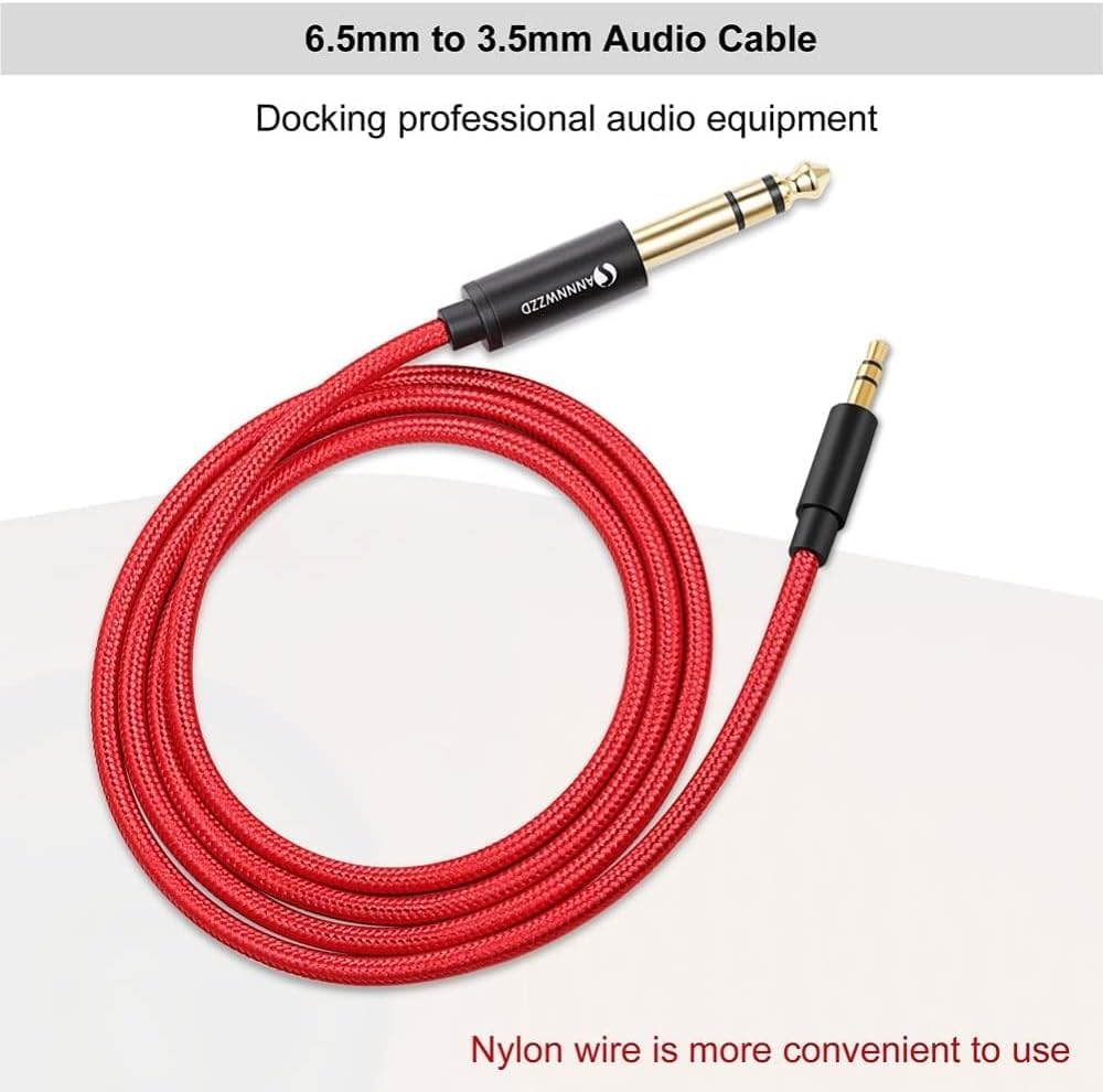 ANNNWZZD 1/8 to 1/4 Stereo Cable, 3.5mm to 1/4 Cable Male to Male Stereo Jack Cables for Guitar, iPod, Laptop, Home Theater Devices, Speaker and Amplifiers 6ft/2m